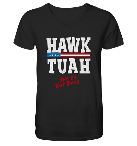 Hawk Tuah White  - Mens Organic V-Neck Shirt