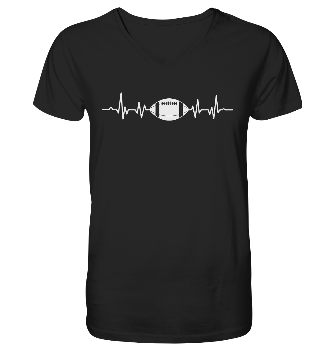 Football Heartbeat - Mens Organic V-Neck Shirt