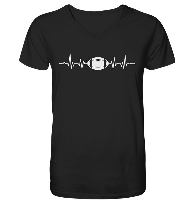 Football Heartbeat - Mens Organic V-Neck Shirt
