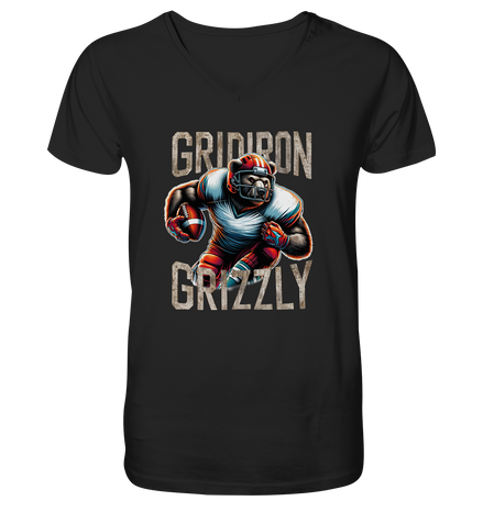 Gridiron Grizzly - Mens Organic V-Neck Shirt