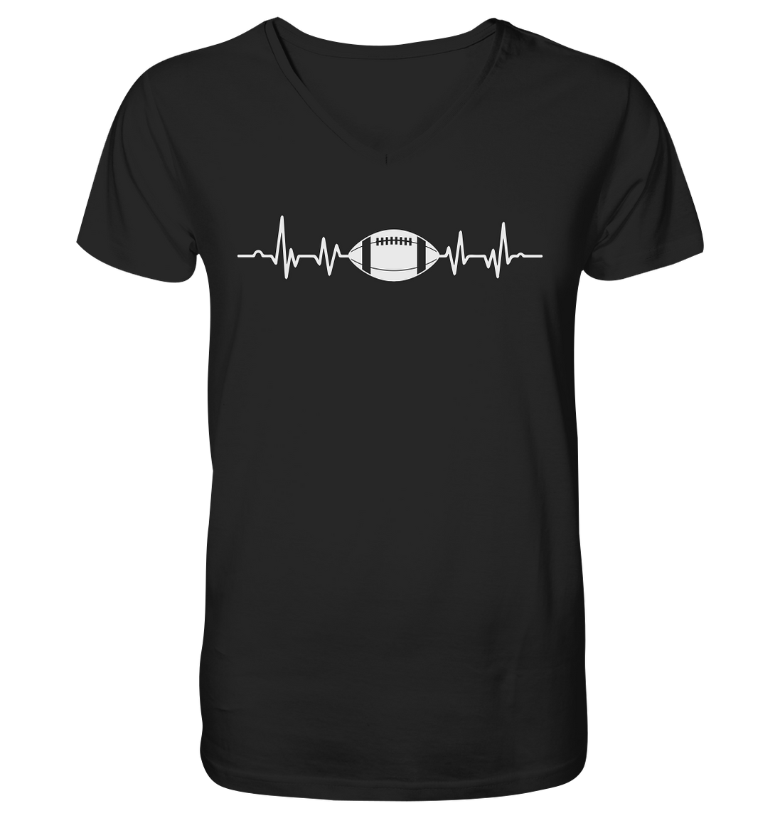 Football Heartbeat - Mens Organic V-Neck Shirt