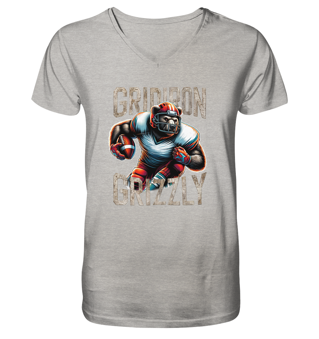 Gridiron Grizzly - Mens Organic V-Neck Shirt