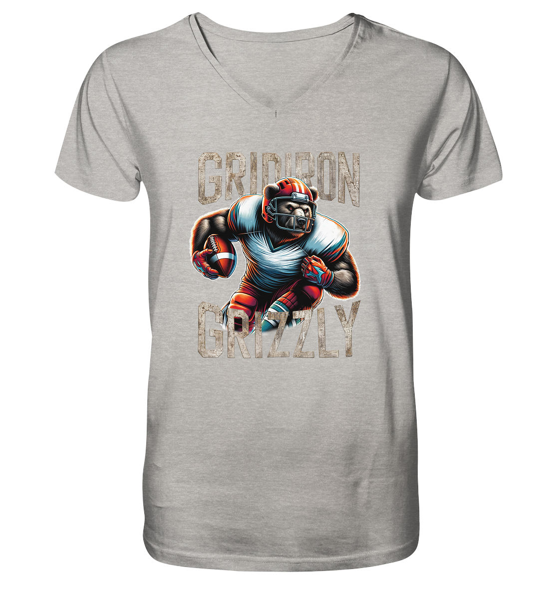 Gridiron Grizzly - Mens Organic V-Neck Shirt