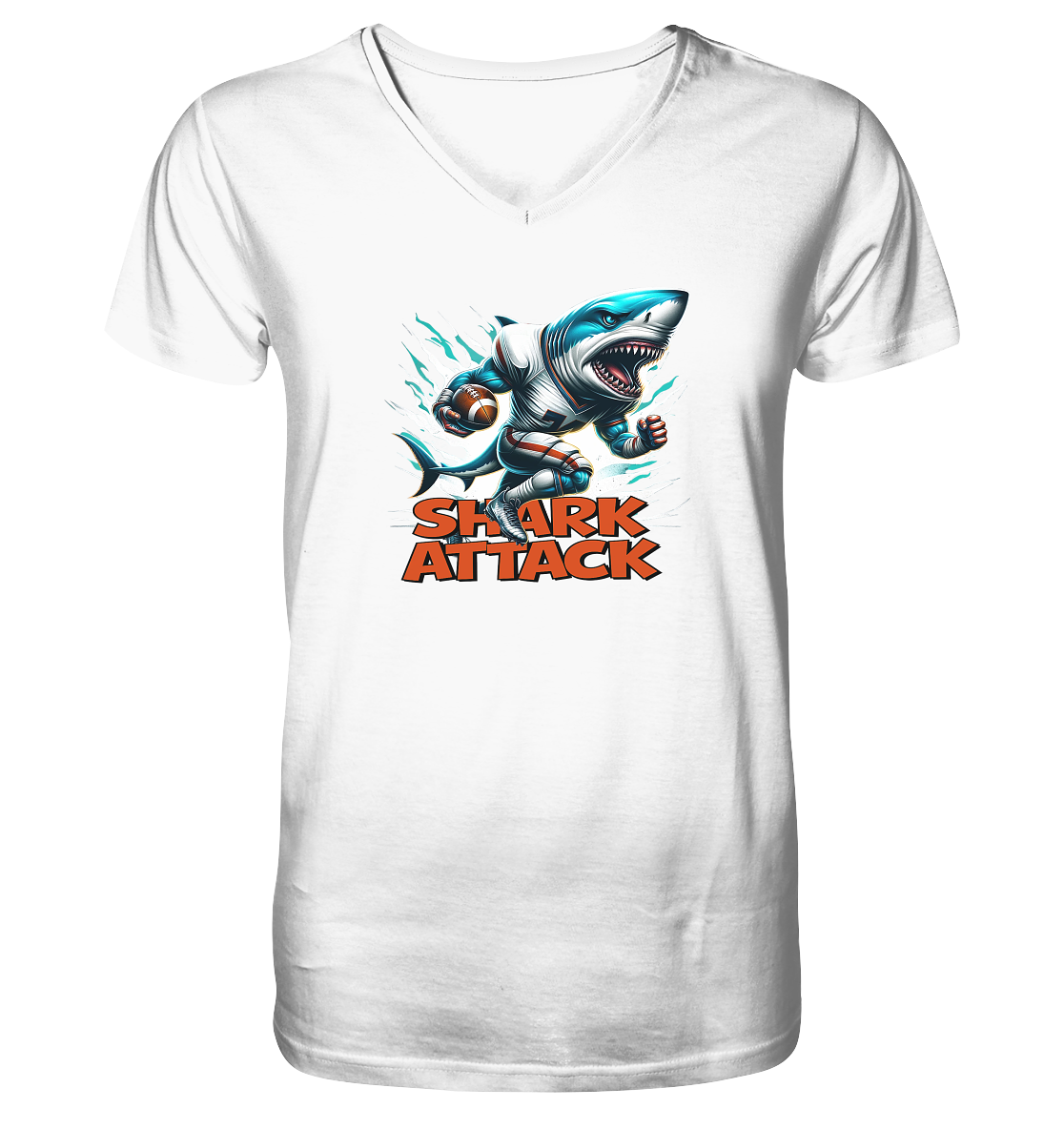 Shark Attack - Mens Organic V-Neck Shirt