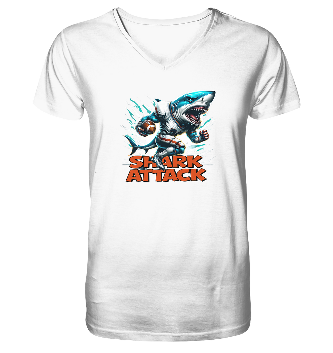 Shark Attack - Mens Organic V-Neck Shirt
