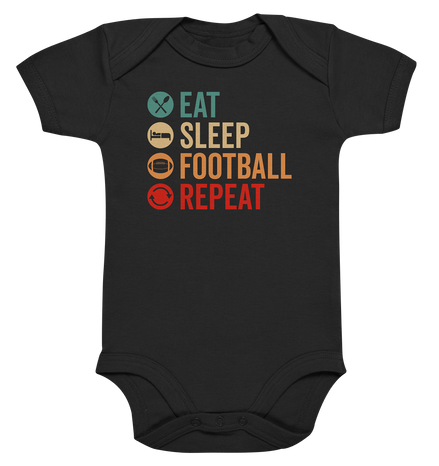 Eat Sleep Football Repeat - Organic Baby Bodysuite