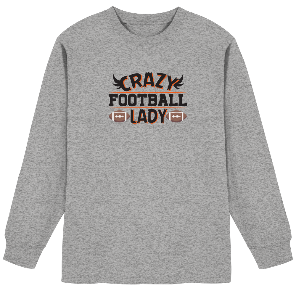 Crazy Football Lady - Organic Heavy Oversized Long-Sleeve T-Shirt