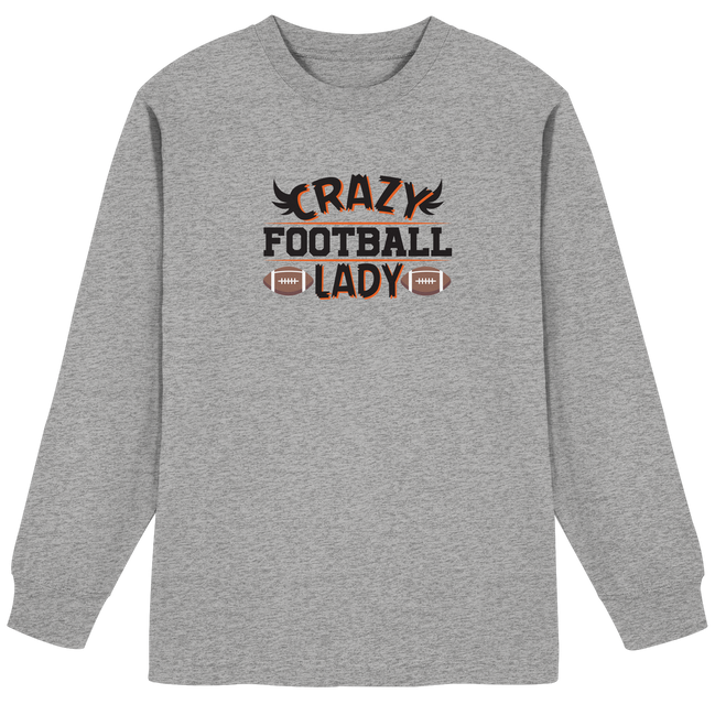 Crazy Football Lady - Organic Heavy Oversized Long-Sleeve T-Shirt