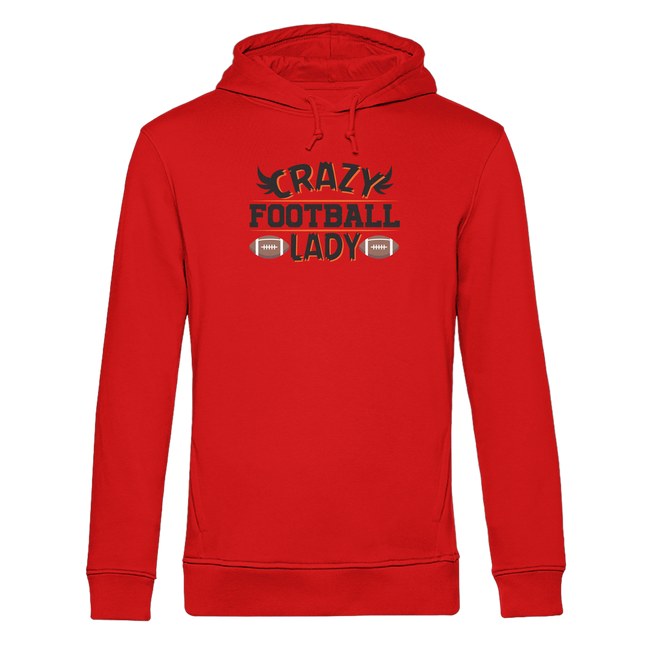 Crazy Football Lady - Organic Hoodie B&C