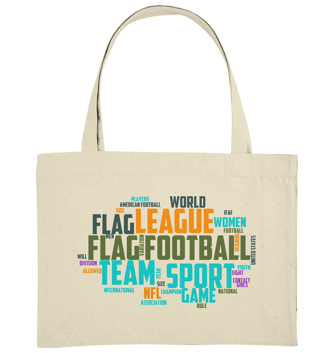 Flag Football Word Bubble - Organic Shopping Bag