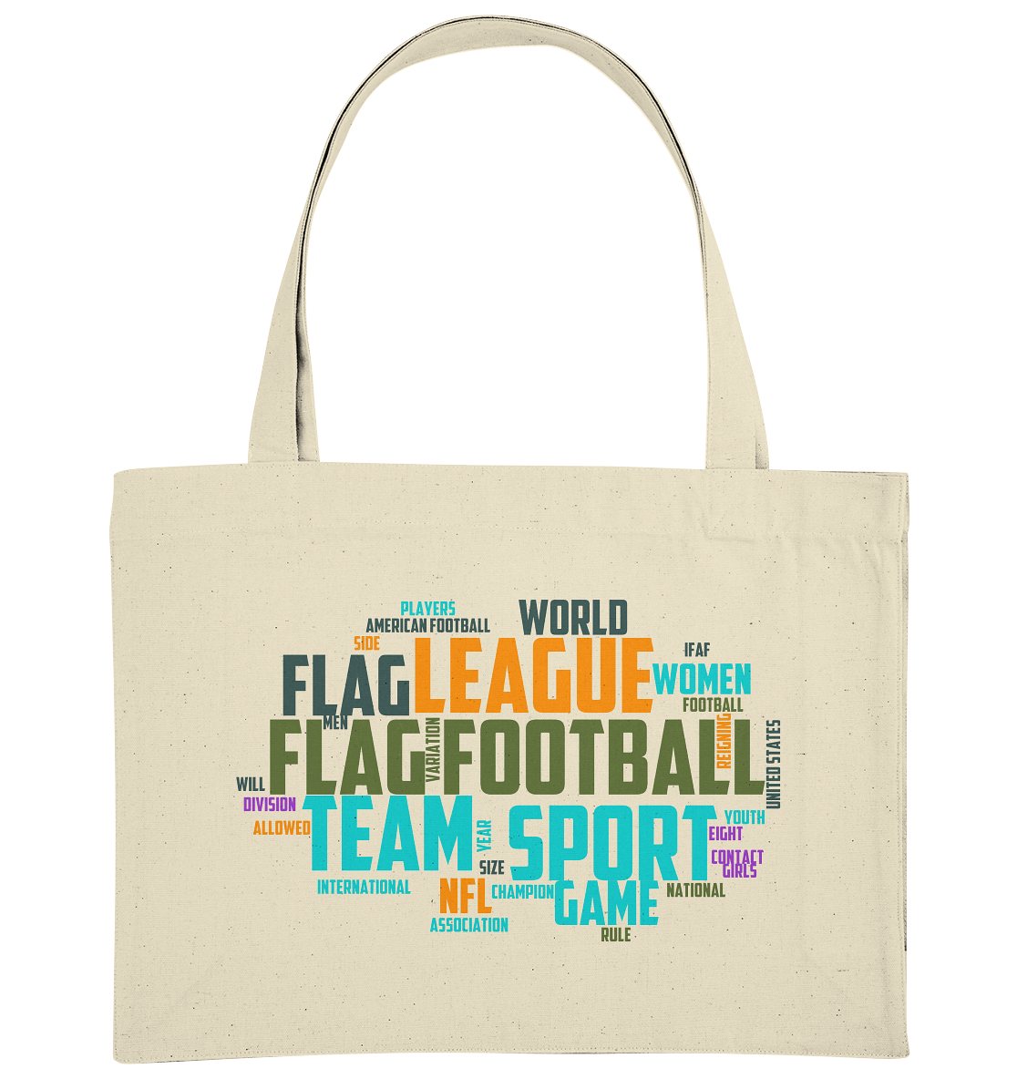 Flag Football Word Bubble - Organic Shopping Bag