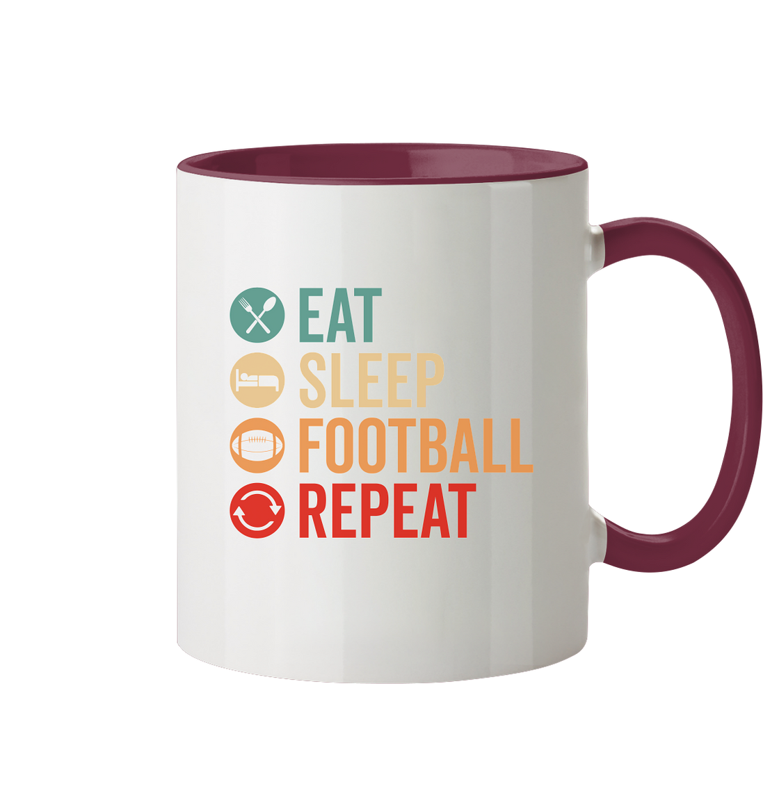 Eat Sleep Football Repeat - Tasse zweifarbig