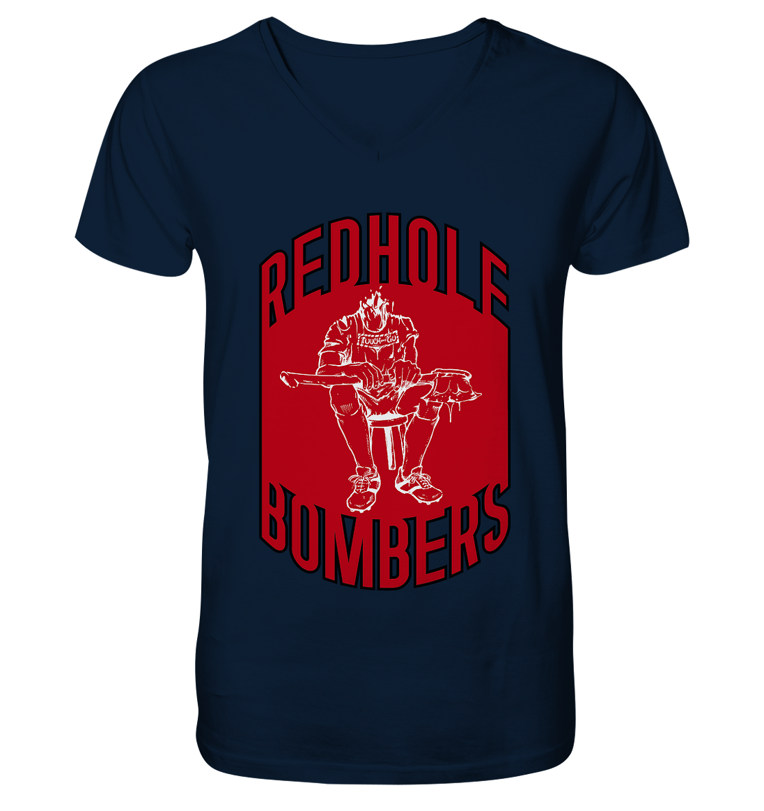 Red Hole Bombers V-Neck Shirt