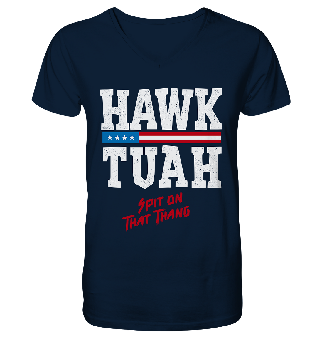 Hawk Tuah White  - V-Neck Shirt