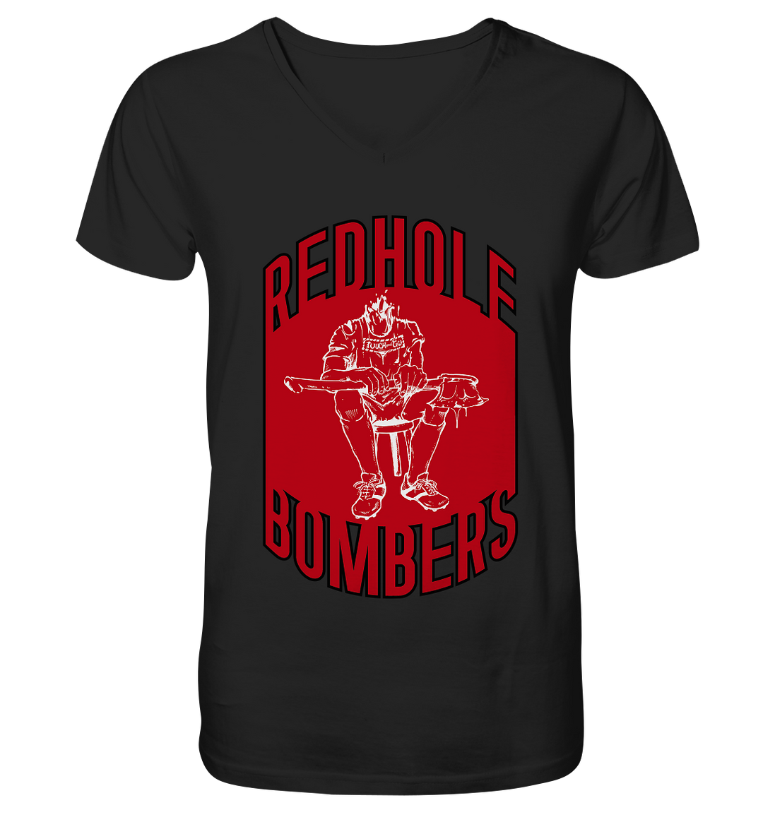 Red Hole Bombers V-Neck Shirt