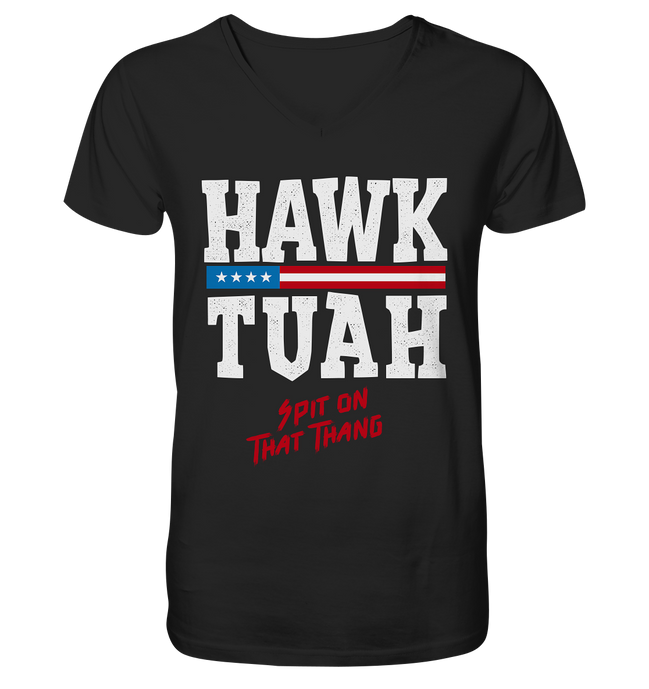 Hawk Tuah White  - V-Neck Shirt