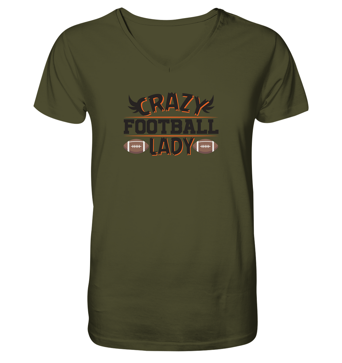 Crazy Football Lady - V-Neck Shirt