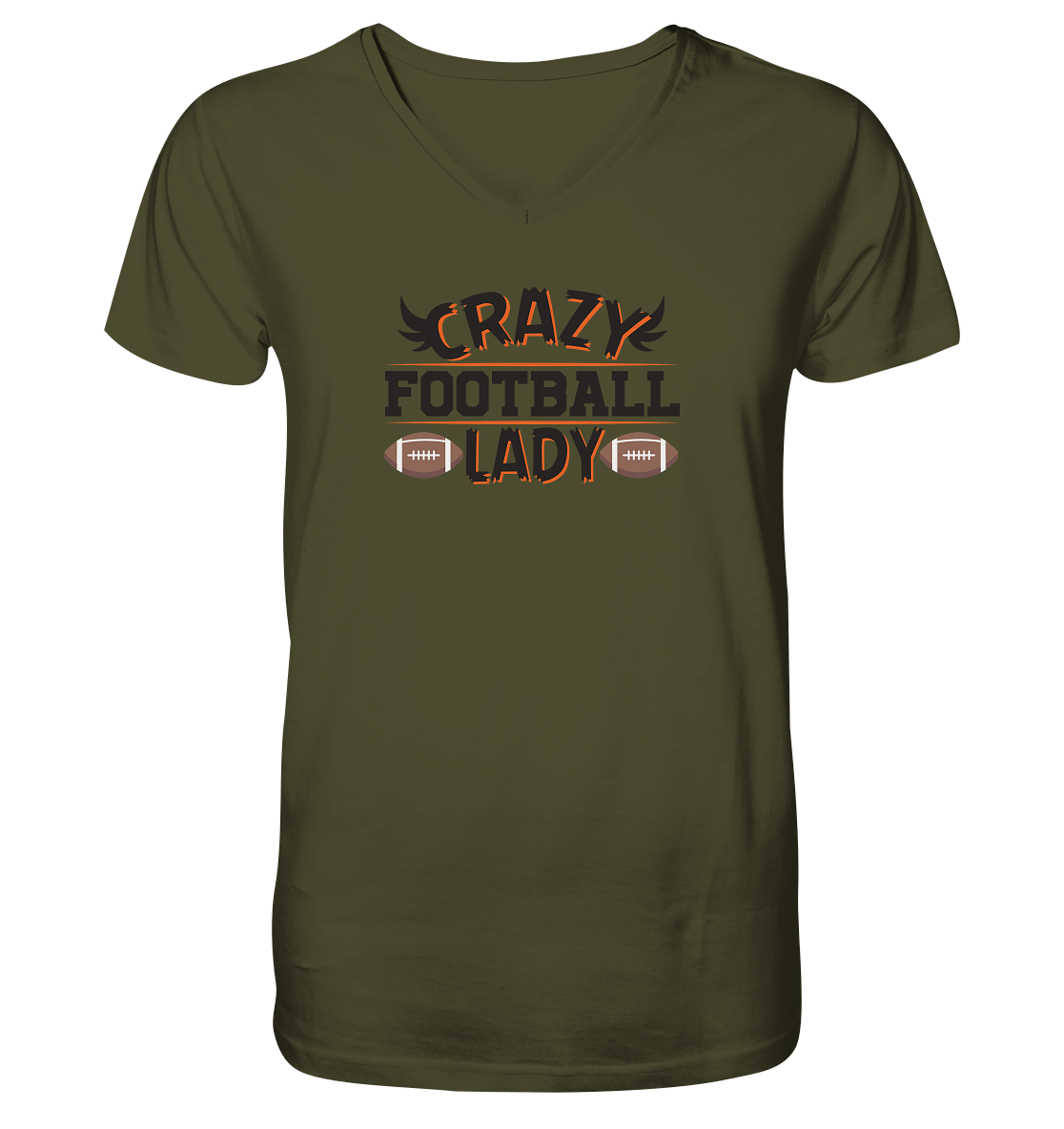 Crazy Football Lady - V-Neck Shirt