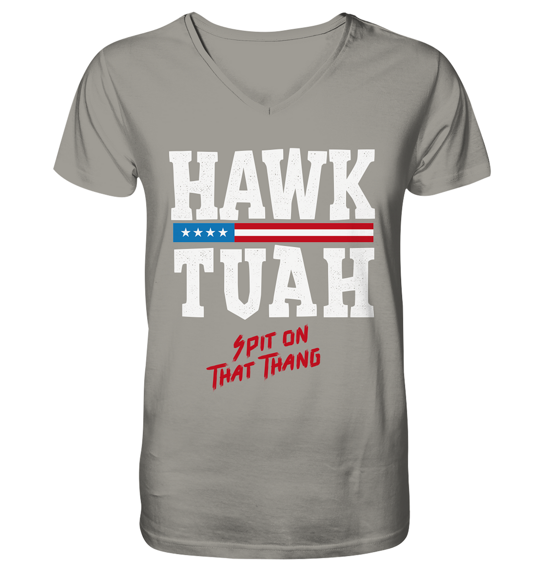Hawk Tuah White  - V-Neck Shirt