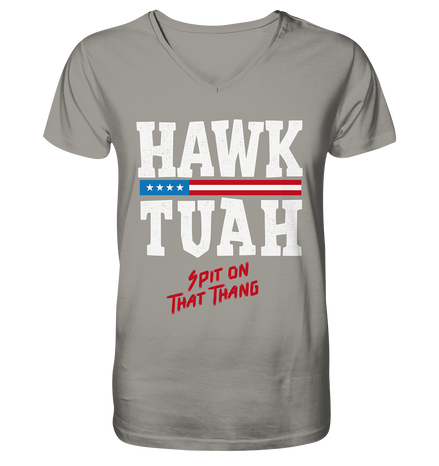 Hawk Tuah White  - V-Neck Shirt