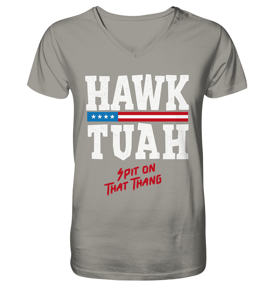 Hawk Tuah White  - V-Neck Shirt