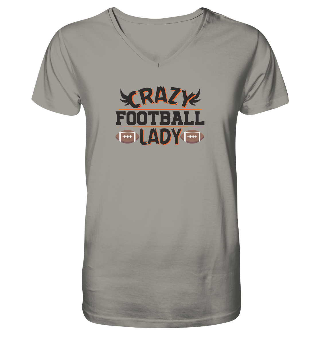 Crazy Football Lady - V-Neck Shirt