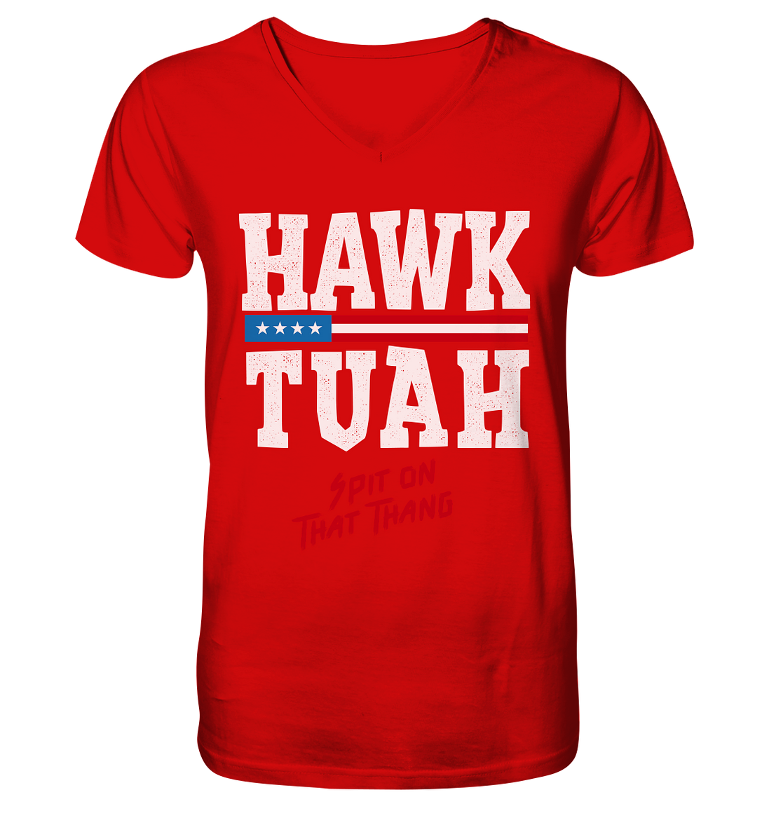 Hawk Tuah White  - V-Neck Shirt