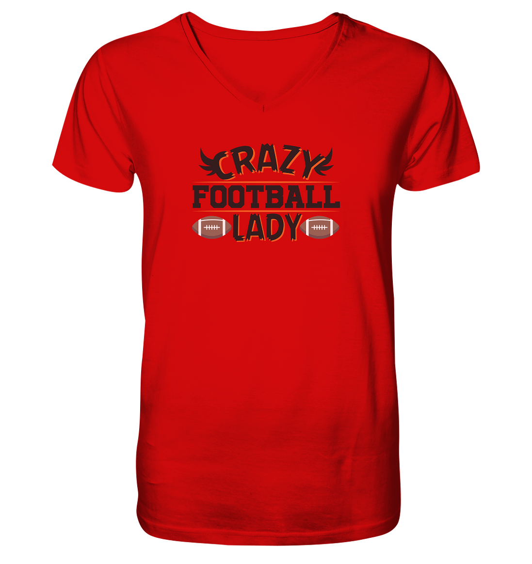 Crazy Football Lady - V-Neck Shirt
