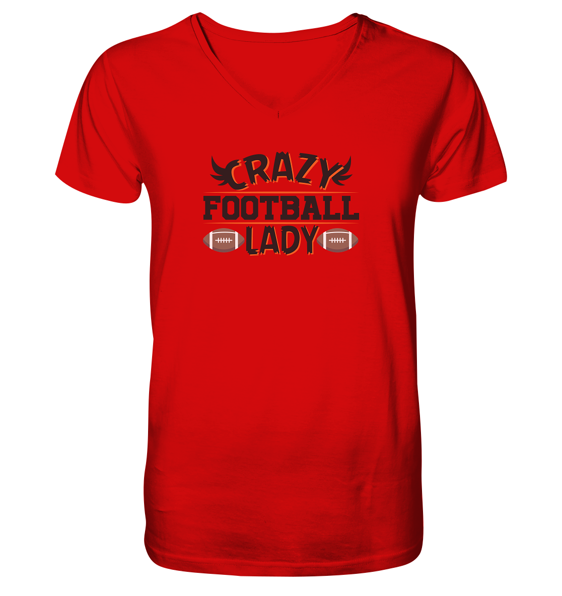 Crazy Football Lady - V-Neck Shirt